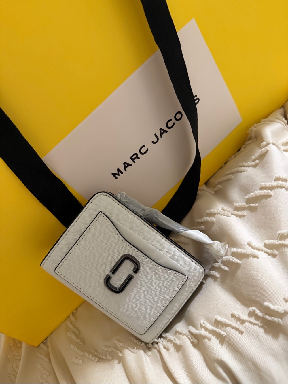 Marc Jacobs White Utility Snapshot Mini Compact Wallet